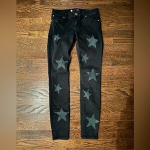 KUT from the Kloth low rise skinny black jeans with gray stars - size 4